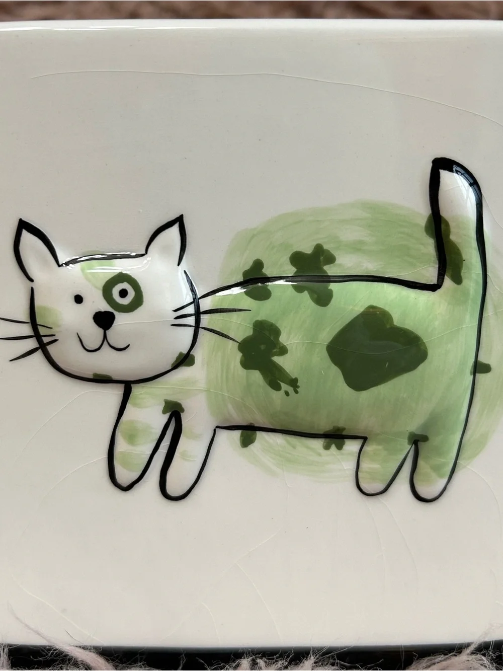 Jenny Faw Ceramic Dog Cat Tissue Box
